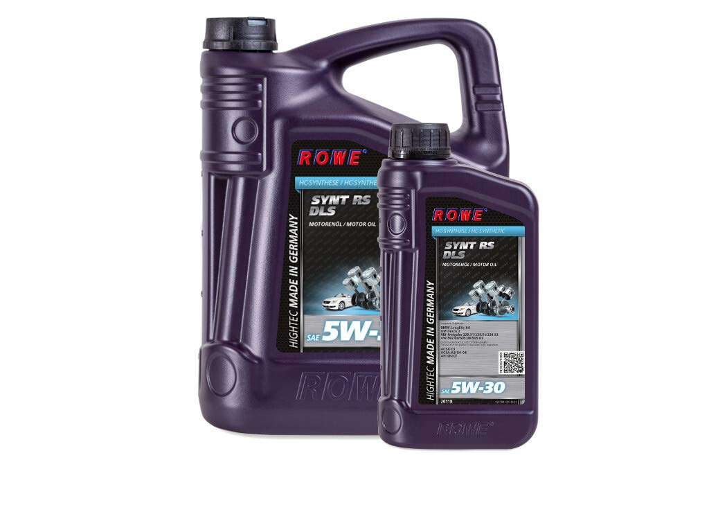 ROWE - 5 + 1 Liter HIGHTEC SYNT RS DLS SAE 5W-30 Motorenöl - PKW Motoröl für Modelle mit Abgasnachbehandlung und Turboaufladung