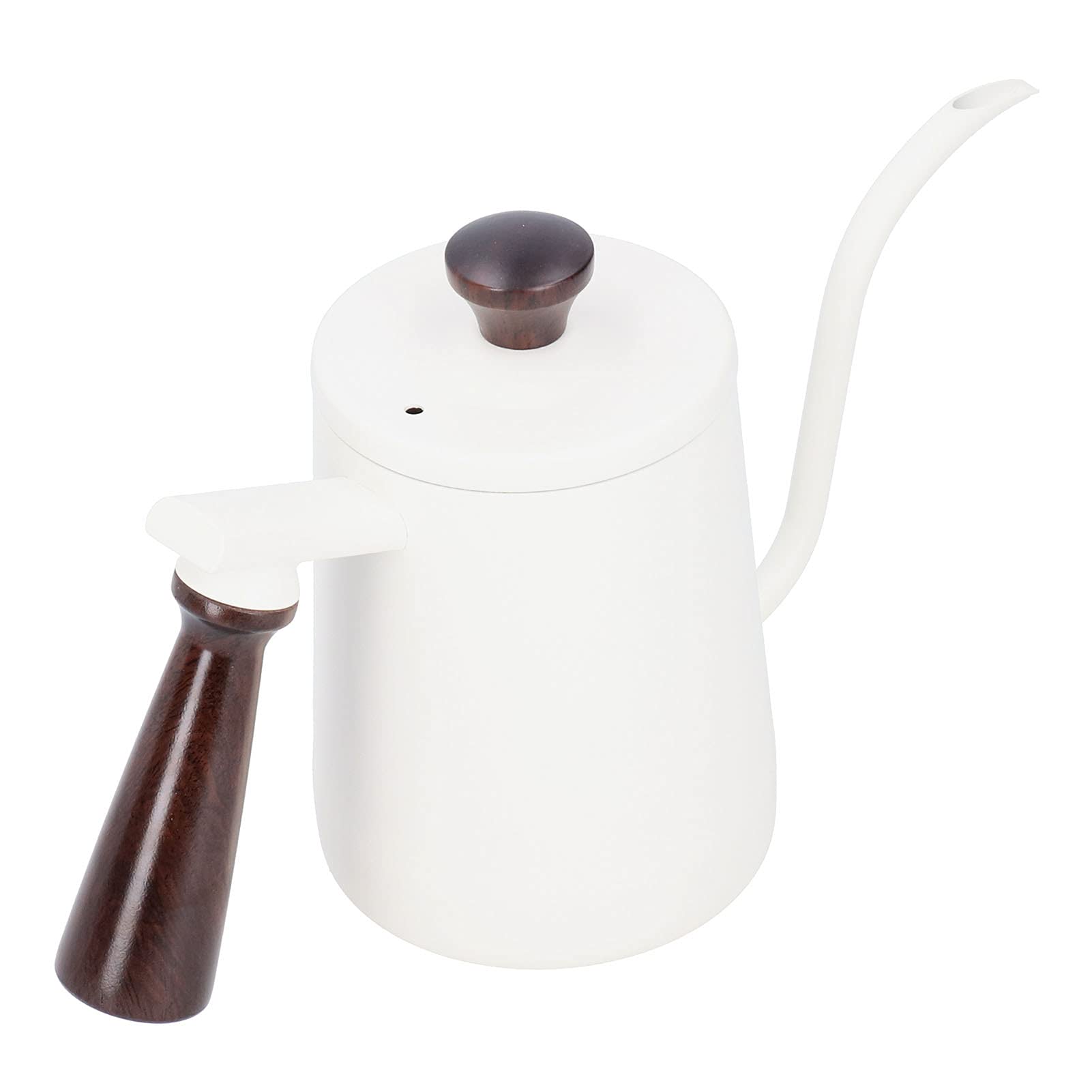 Caleta de cuello de cementerio de acero inoxidable | 304 Grado alimentario con mango de madera | Hervidor de café portátil para verter/goteo de café | Control preciso de flujo (700ml)