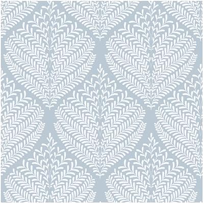 Modern Peel and Stick Wallpaper Blue and White Wall Paper 17.3"x78.7" Self-Adhesive Removable Contact Paper Boho Wallpaper Leaf Geometric Decorative for Bedroom Bathroom Cabinets Decor Vinyl Roll