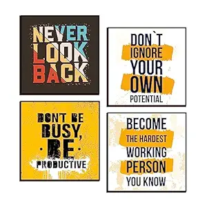 FRIENDS OFFICE AUTOMATION Motivational and Inspirtional Office Qoutes Framed Posters Wall Art For Office, Living Room, Home Decor,set of 4 (10 Inch x 10 Inch) (B)