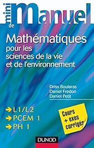 Book's Cover of Mini manuel de Mathématiques pour les sciences de la vie et de l'environnement