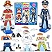 Atoylink Wooden Magnetic Dress up Dolls Pretend Play Set 40+ Pcs Occupations Community Helpers Matching Games Fridge Magnets for Toddlers Preschool Learning Toys Boys Birthday Gifts