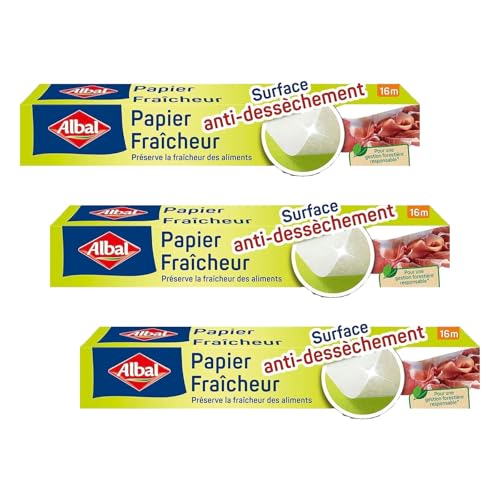 Albal Rouleau de Papier Fraîcheur, Facile à Découper, Surface Anti-dessèchement, 16 m (Lot de 3)