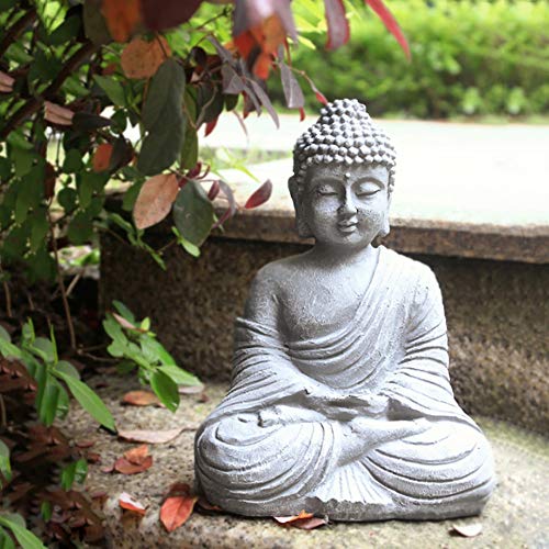 Adorno de jardín Sentado Buda Zen Estatua de Interior al Aire Libre Resina Decoración para el hogar 23cm
