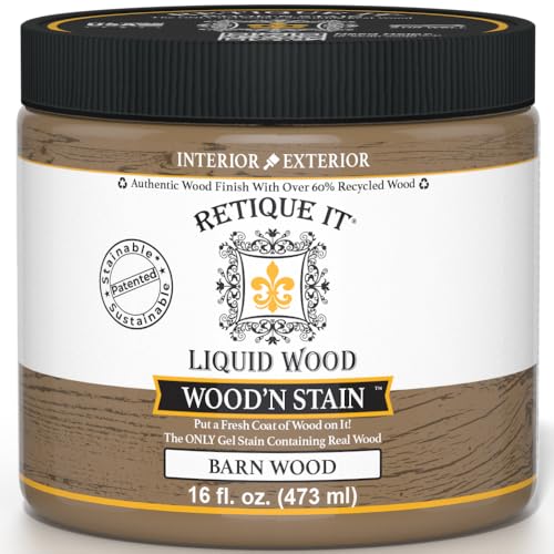 Retique It Wood'n Stain - Liquid Wood Gel Stain Interior/Exterior (16 oz (Pint), 45 Barn Wood)