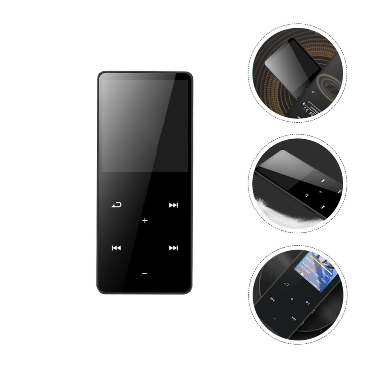 Zerodeko Reproductor de Música sin Pérdida Reproductor Multimedia sin Pérdida 16 GB, Pantalla Táctil de 1,8 Pulgadas, Abs, Negro, Portátil, para Bolsillo y Bolso
