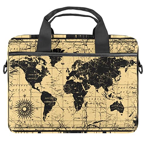 Sac à bandoulière pour ordinateur 13 à 14.5 pouces violet motif carte vintage du monde
