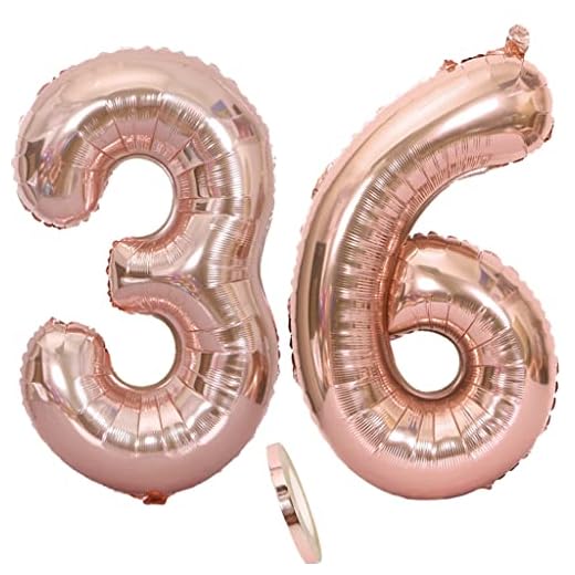 Globos número 36, globo número 36 oro rosa mujer globos 36 cumpleaños deco foil 36 globos oro rosa Globo grande de 32 pulgadas de foil de helio 36 cumpleaños mujer(36)