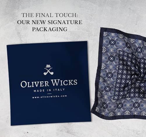 Image of Italian 100% Silk Pocket Square, Premium Small Batch Accessory for Men, 32x32 cm (12.5''x12.5''), One Side Print