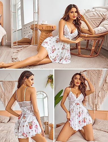 Image of Avidlove Women Lace Lingerie Babydoll Sexy Chemise Exotic Nightgowns Bridal Nightdress