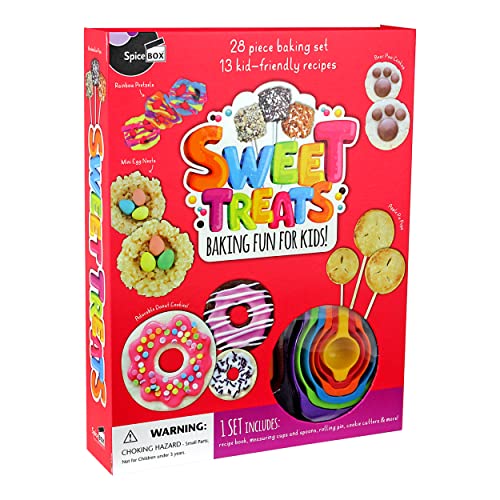 SpiceBox Kids Baking Set Bake Cooking Kit, Children's Activity Kit DIY Baking Toys, Beginner Make and Play Sweet Treats, Cookies, Pie Pops, Pretzels, 13 Sweet Creations