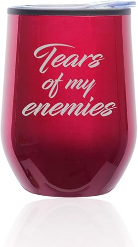 Miniatura 4 de Vaso de vino sin tallo, taza de viaje para café con tapa, diseño de lágrimas de mis enemigos (oro rosa)