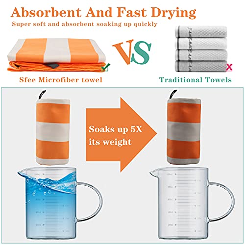 Sfee 2 Pack Microfiber Beach Towel, Quick Dry Towel Camping Towel Travel Towel Super Absorbent Compact Lightweight Sports Towel Gym Towel Set For Beach, Gym, Hiking, Pool, Backpacking, Bath, Yoga #TOP3