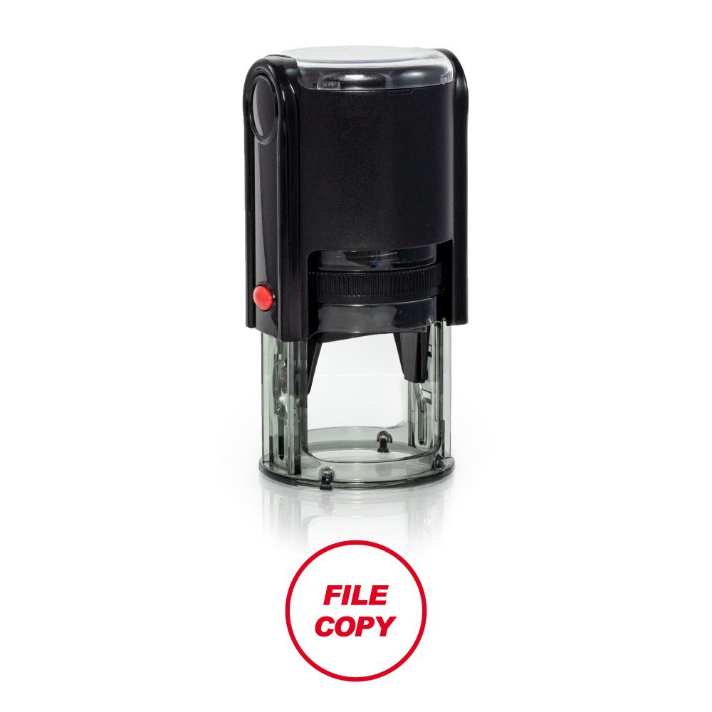 Round File Copy Self Inking Rubber Stamp (Red Ink) Size 1-1/4"