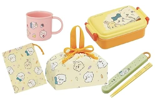 スケーター(Skater) キャラクター 24 抗菌 食洗機対応 ふわっとフタタイトランチボックス 角型 お弁当箱 450ml 箸/箸箱セット コップ コップ袋 ランチ巾着 ハチワレ うさぎ キッズ こども ふんわり ふわっと タイト ロック ランチボック