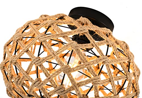 Zecoxol Rattan Ceiling Light Fixtures Rgb Boho Flush Mount Ceiling Light-1200Lm 3000-6500K Dimmable Color Changing Light Fixture Mini Small Ceiling Light For Bedroom Kids Room Hallway Party Festival #TOP2