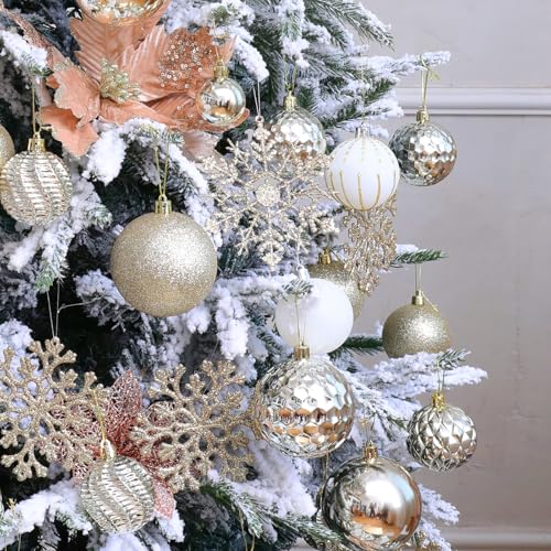 Christmas Balls Ornaments -36pcs Shatterproof Christmas Tree Decorations with Hanging Loop for Xmas Tree Wedding Holiday Party Home Decor,6 Styles in 3 Sizes(Champagne Gold) - image 7