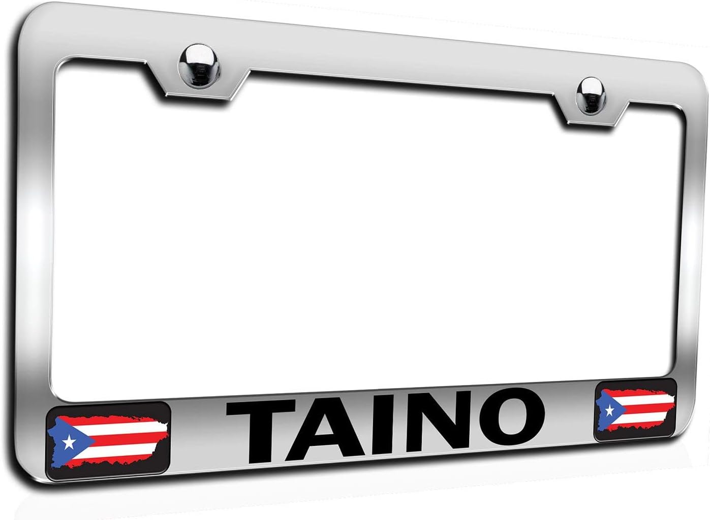Makoroni - Taino Puerto Rico Rican Chrome Metal License Plate Frame Tag Holder, #m67