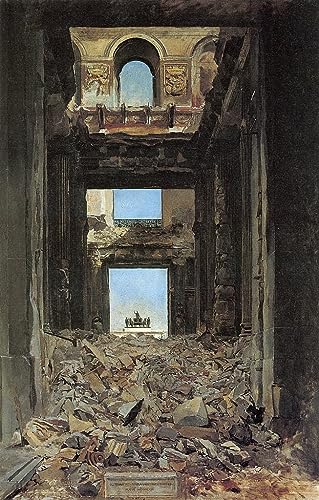 Art Tableau les Ruines des Tuileries Toile Décoration Murale Meissonier 60x90cm