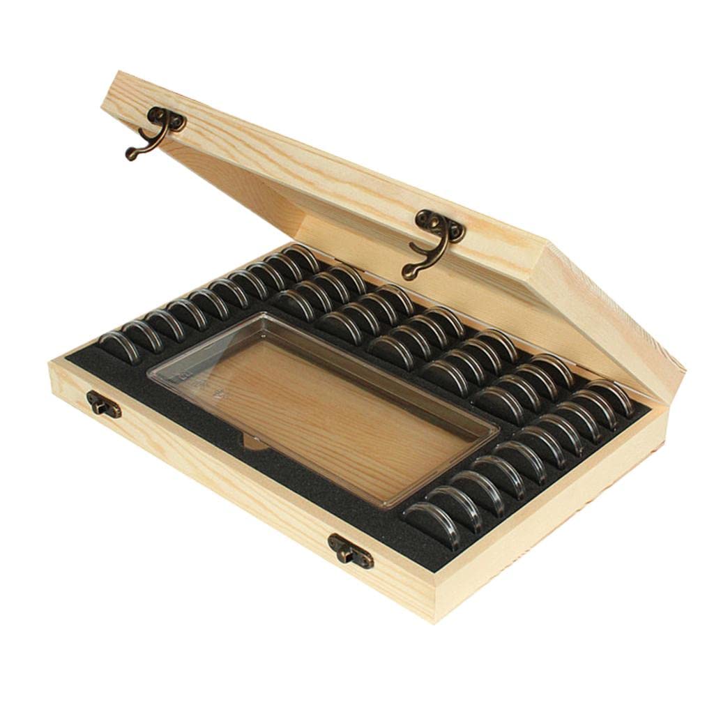 misppro Caja de almacenamiento de monedas de madera con 40 cápsulas