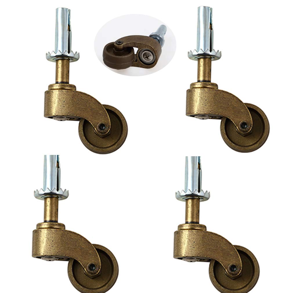 ESOUY roulettes à Tige pivotante, roulettes de Meubles en Nylon Vintage, Bronze huilé, muet, 4 pièces, avec Tige de Piston M10, pour canapé, Chaise, Table Basse, Meubles rétro