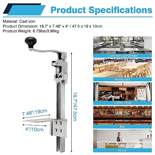 Ironwalls Commercial Can Opener For Restaurant, 19”/48Cm Heavy Duty Table Mount Manual Can Opener For Cans Up To 13” Tall, 1 Metal Professional Can Opener With Plated Steel Base For Hotel, Food Store #TOP1