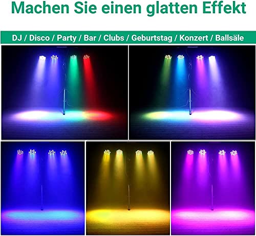 HOLDLAMP 4 Stücke 36 LED Par Scheinwerfer Bühnenlicht, RGB LED Par Strahler Party Lichter mit Fernbedienung DMX512 Discolicht für Bar DJ Show Disco Geburtstag Halloween Weihnachten