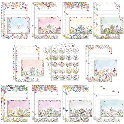 TaoBary 160 Pcs Stationery Paper Set 50 Double Sided Stationery Papers with 50 Matching Envelopes...