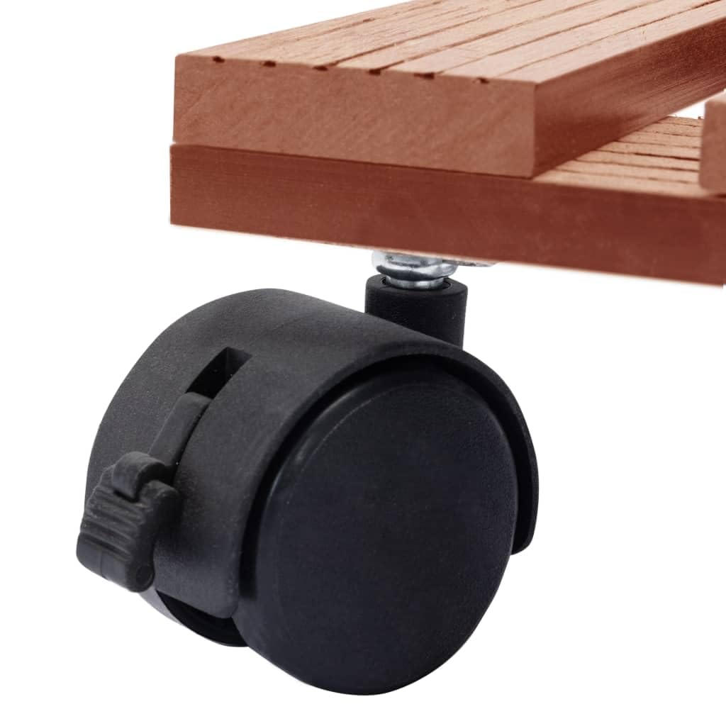 Pflanzenroller 4 Stk. Braun 30x30x7,5 cm WPC Rolluntersetzer mit Bremsen und hoher Tragfähigkeit für Topfpflanzen im Außenbereich, robust und witterungsbeständig