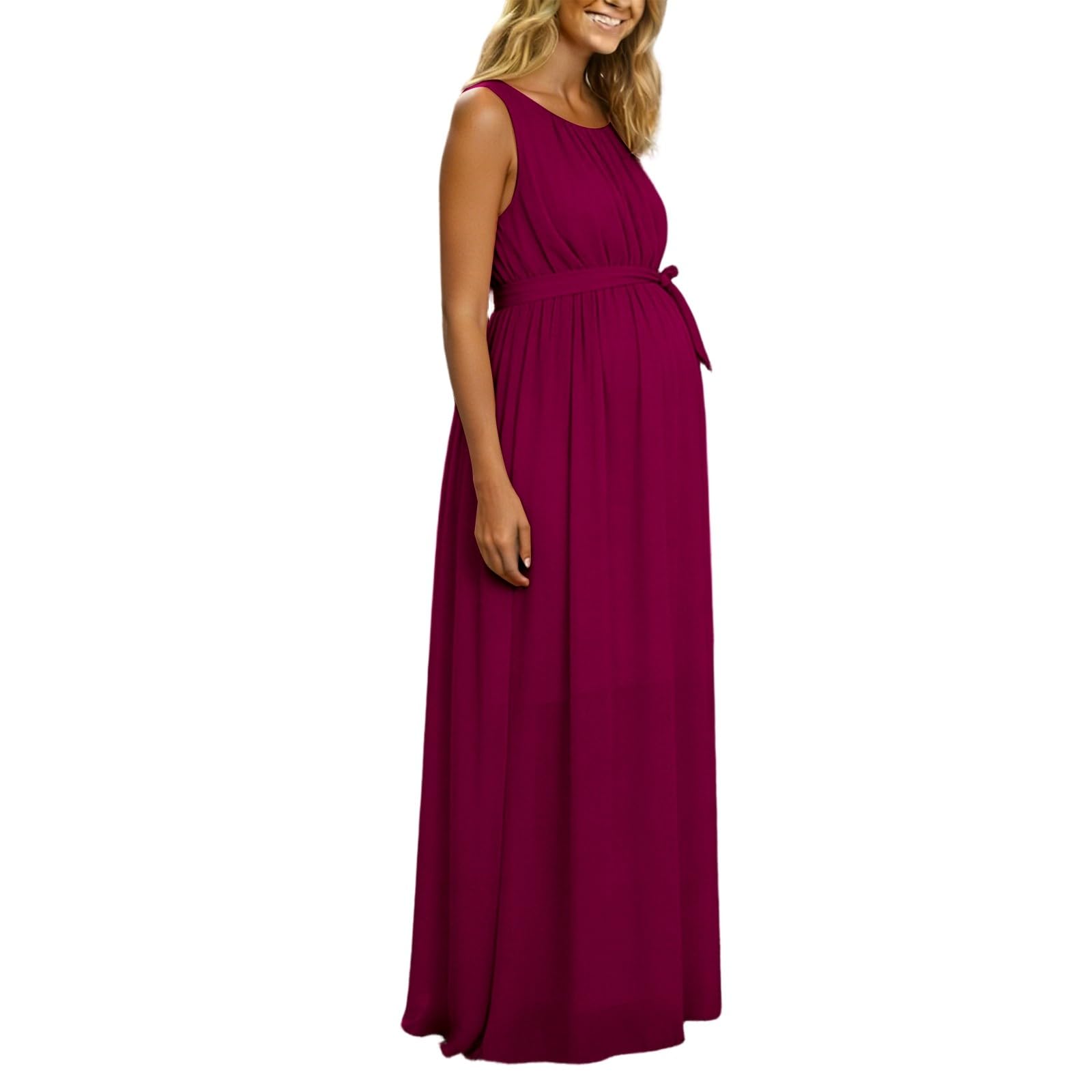 Elegante vestido de maternidad para embarazo, sin mangas, cuello redondo, vestido de embarazo con paneles de contraste, cómodo, talla grande para ser atuendo