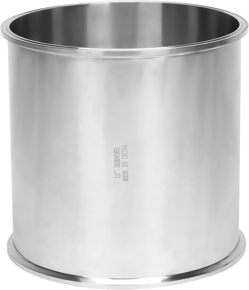 DERNORD Sanitary Spool Tube with Clamp Ends,Stainless Steel 304 Seamless Round Tubing with 10 inch Tri Clamp Ferrule Flange (Tube Length: 10 Inch / 255MM)