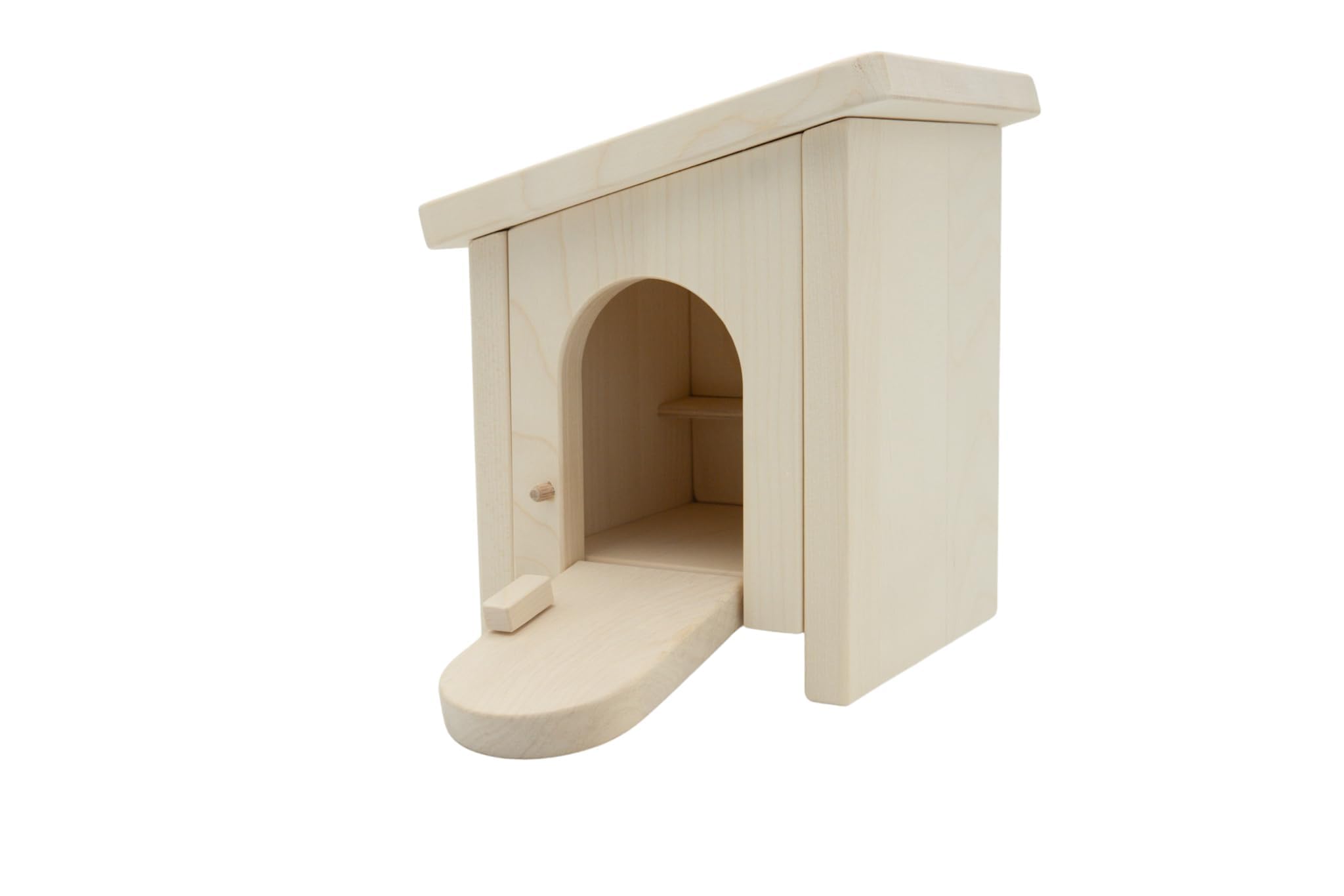 HOLZTIGER 80615 Kleiner Stall aus Holz für Spielfiguren, Perfektes Zuhause für kleine Figuren, Fördert kreatives Spielen, 16cm x 15cm x 18cm, Made IN Europe, ab 3 Jahre