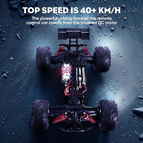 MIEBELY Super RC Monster Trucks, Upgrade 1/16 Scale All Terrain Remote Car, 40KPH High Speed Motor RC Super Truck Cars for Adult, Kid, Up to 262 FT Range, 2 Large Batter