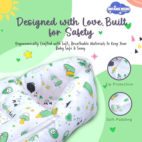 Image of Baby Bedding Set for New Born Baby Sleeping Bag, Mosquito Net Bed Suitable Upto 6 Months Babies (Panda Green)