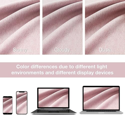 Pink Full Blackout Curtains for Nursery Girls Bedroom, 90 Inches Long Burlap Linen Textured Thermal Insulated 100 Room Darkening Back Tab Rod Pocket Drapes for Living Room Dining, 52"W 2 Panels - Image 7