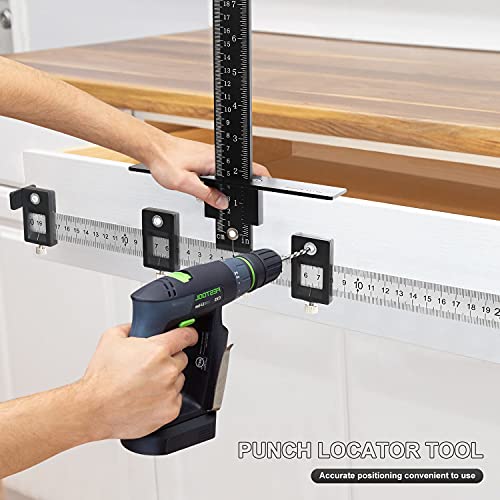 Cabinet Hardware Jig Tool - Ortube Adjustable Punch Locator Aluminum Alloy Drill Template Guide, Wood Drilling Dowelling Guide For Installation Of Handles Knobs On Doors And Drawer #TOP1
