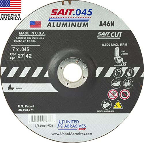 United Abrasives-SAIT 22370 Cutting Wheel Type 27 A46N, 7-Inch by 0.045-Inch by 7/8-Inch, 50-Pack