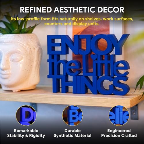 Image of Mad Masters Enjoy The Little Things Spiritual Desk Decor - Aesthetic Table, Shelf & Wall Showpiece for Home Office, Business. Vastu Friendly Gifting, Royal Blue (20.3 x 14.5 x 2.5 cm)