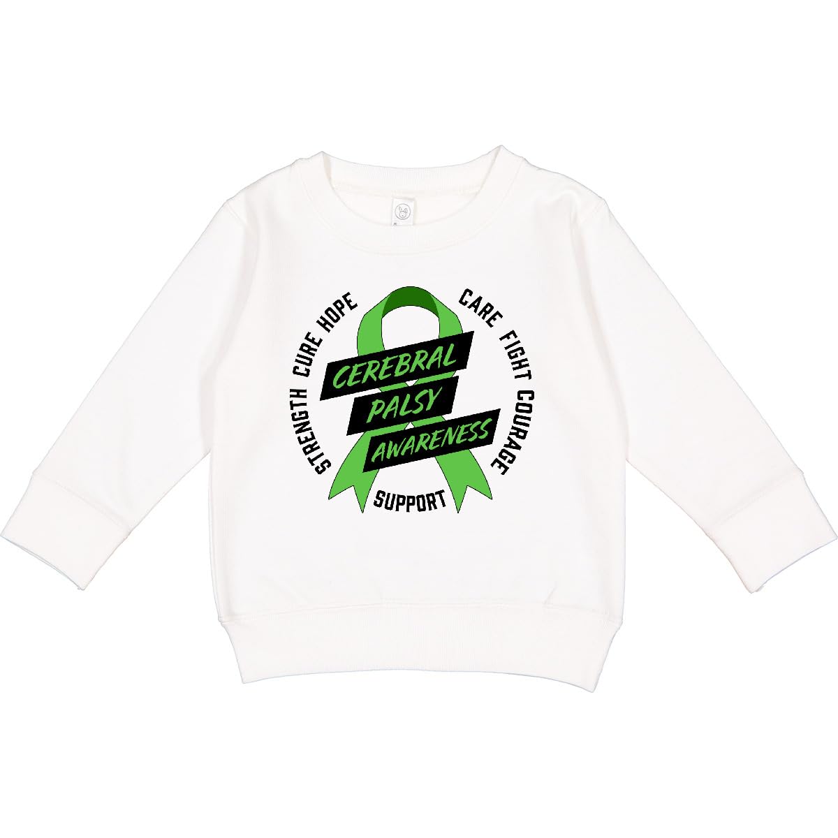 inktastic Cerebral Palsy Awareness Ribbon with Strength, Cure, Hope Toddler Sweatshirt 7 White 431ed