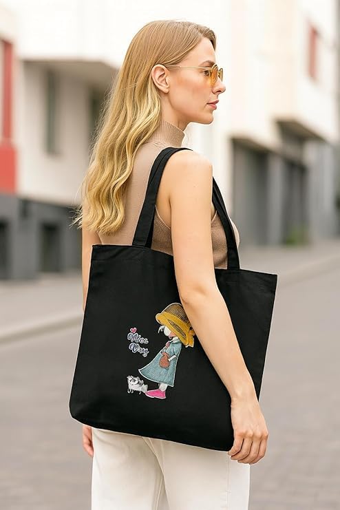 K2P Classic Tote Bags For Women Girls Canvas Handbag Zipper Large Capacity Fashion Bag For College Office