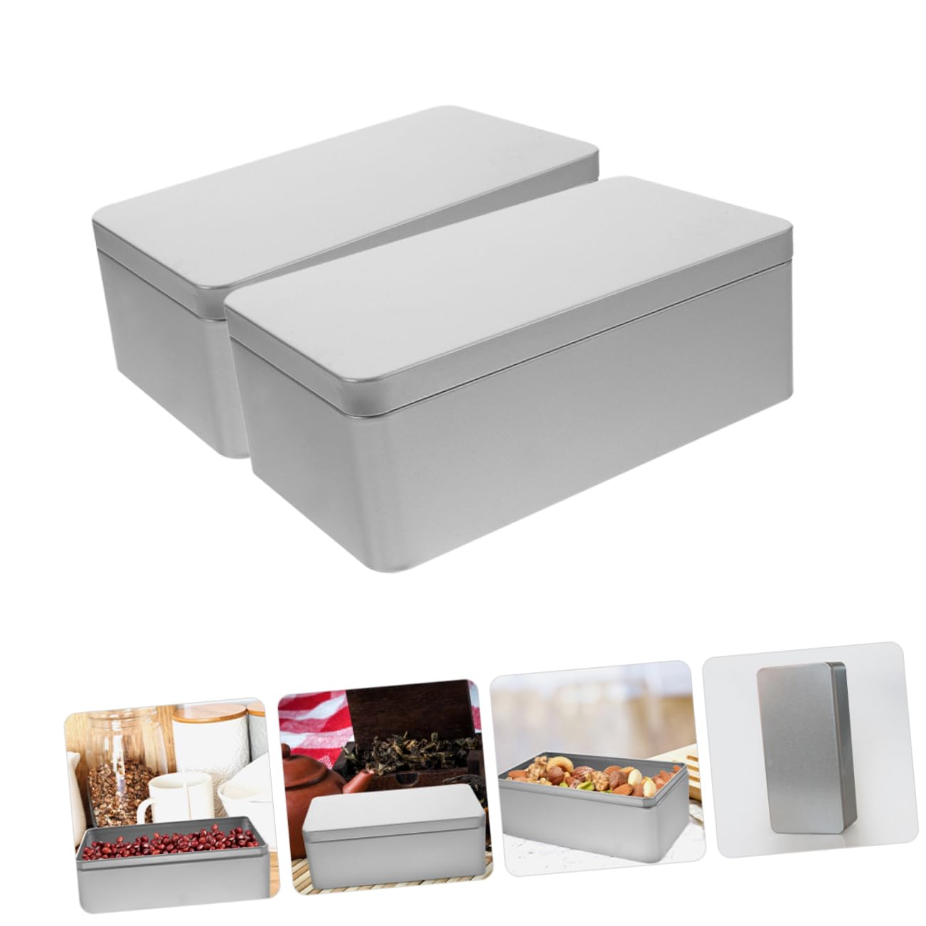 TOPBATHY 4piezas Cajas De Almacenamiento Rectangulares Para Té y Dulces De Contenedores Tapa Organizador De Comida Caja De Para Bodas y Fiestas