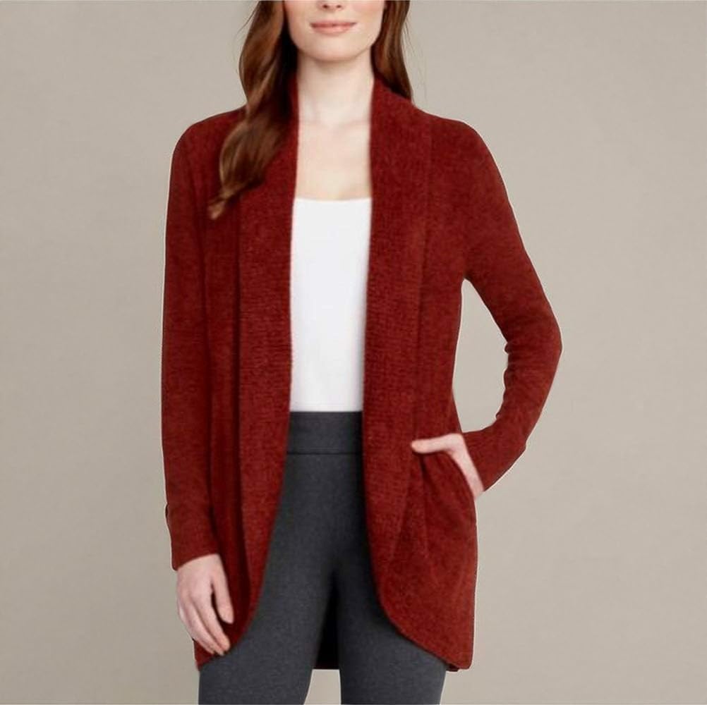 Max & Mia Ladies' The Essential Travel Cardigan Size Small Rust, Medium - Image 2