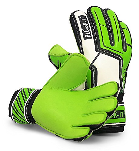 Blok-iT Soccer Goalkeeper Gloves. Soccer Goalie Gloves Youth & Soccer Goalie Gloves Adult Sizes (youth goalie gloves, kids goalie gloves, guantes de portero). Fingersave Goalie Gloves. (Green, Size 6)