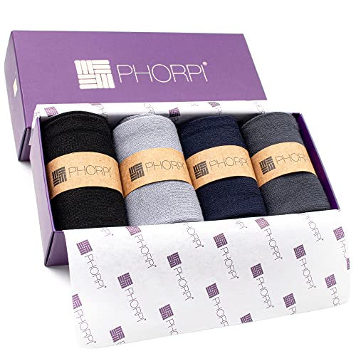 PHORPI Mens Bamboo Socks - Soft Top Anti Sweat Multicolour 4 Pair 6-11 Multipack for Mens