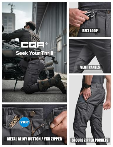 CQR Men's Flex Lightweight Joggers, Elastic Waist Drawstring Casual Pants, Tapered Fit Water Resistant Outdoor Cargo Pants4
