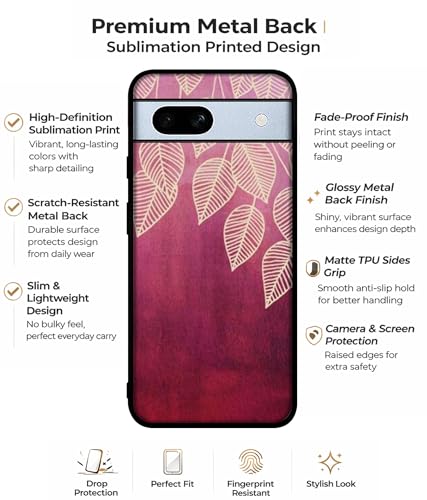 Image of Leaf Pattern Design Premium 2D Printed Metal Back Case Cover for Google Pixel 7A 5G