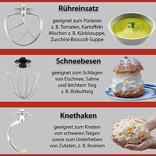 Syntrox Germany KM-1300W de Luxe Nice Küchenmaschine Knetmaschine Mixer, Fleischwolf, LCD Display, Edelstahlschüssel 7… – Bild 5