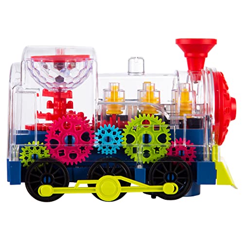 Berry President Transparent Electric Gear Train Toy With Flashing Lights And Music, Battery Operated Bump & Go Action Train Toys For 2 3 4 5 Year Old Boys Toddlers #TOP7