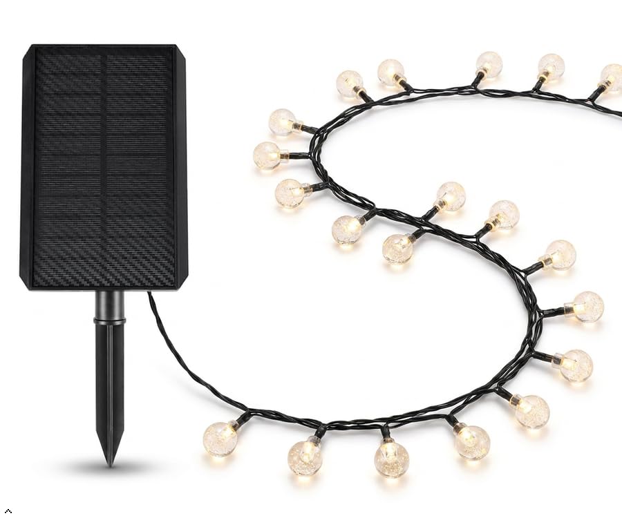 Guirlande lumineuse solaire d'extérieur – 11,9 m – 100 LED avec panneau solaire et double charge USB – Lumières globe étanches pour jardin, terrasse, camping, décoration de fête (blanc chaud)
