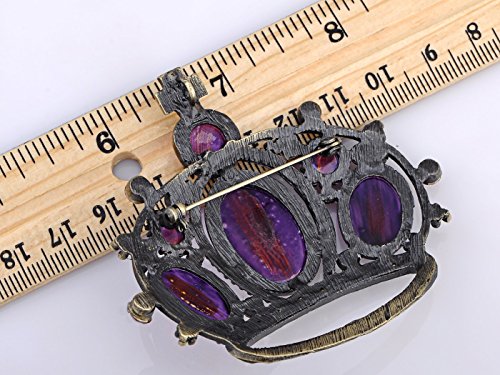 Image of Alilang Amethyst Purple Multi-Colored Crystal Rhinestone Royal Princess Queen Crown Brooch Pin